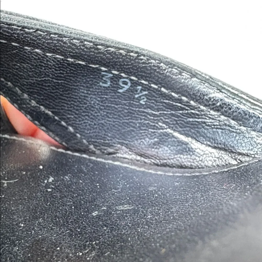 Prada gunmetal open toe platforms